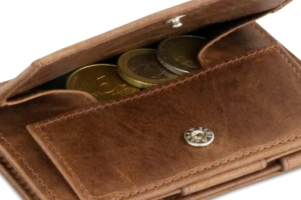 Garzini RFID Leather Magic Coin Wallet Brushed