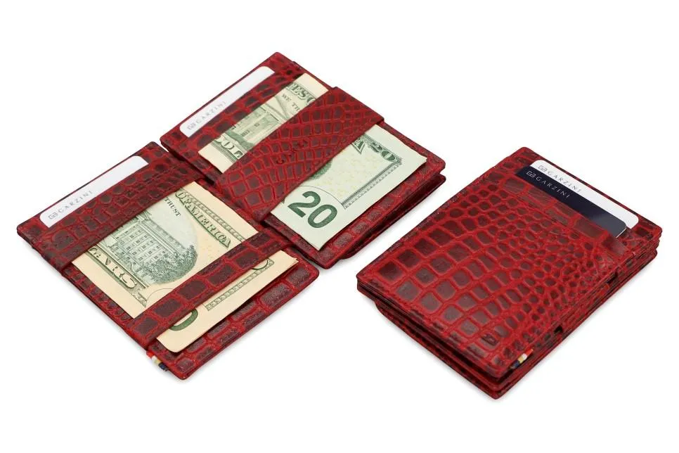 Garzini RFID Leather Magic Coin Wallet Croco