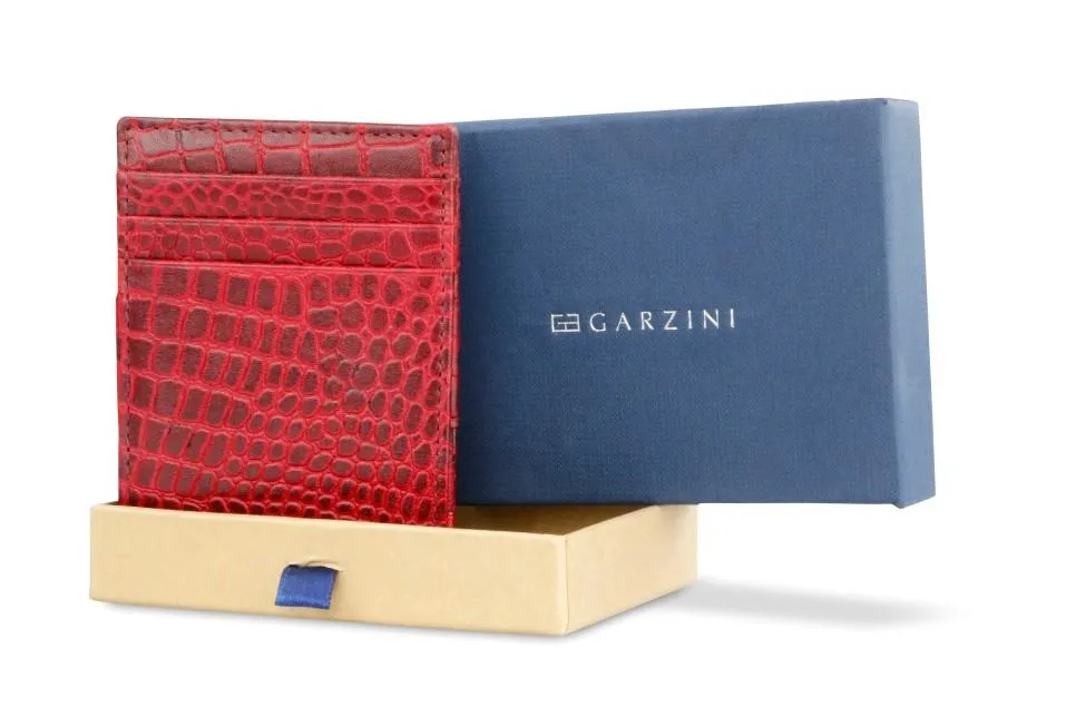 Garzini RFID Leather Magic Coin Wallet Croco