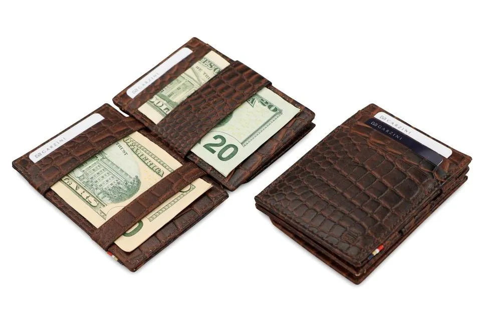Garzini RFID Leather Magic Coin Wallet Croco