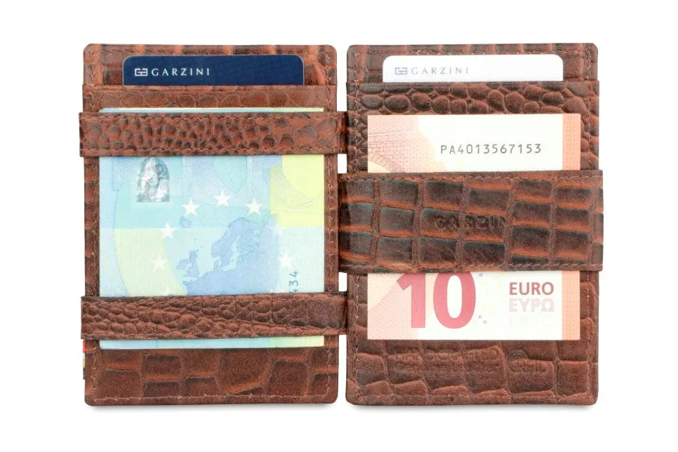 Garzini RFID Leather Magic Coin Wallet Croco