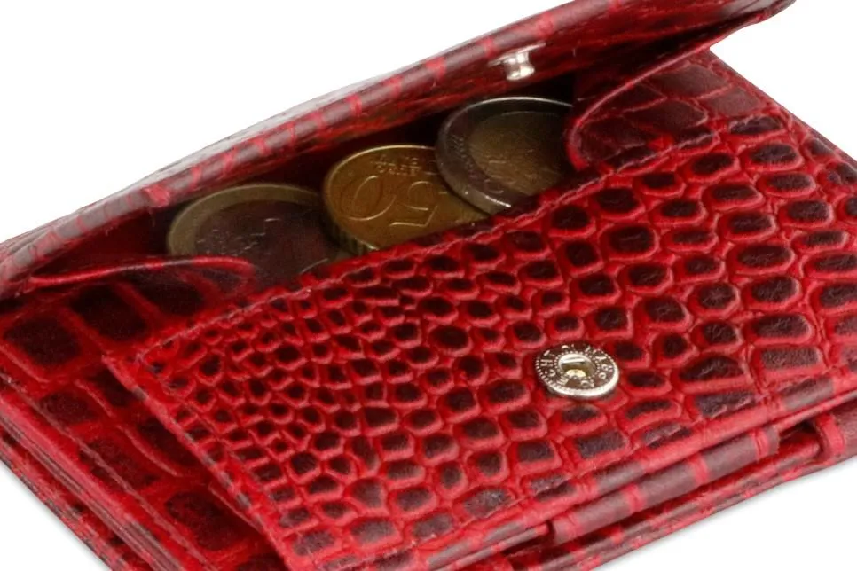 Garzini RFID Leather Magic Coin Wallet Croco