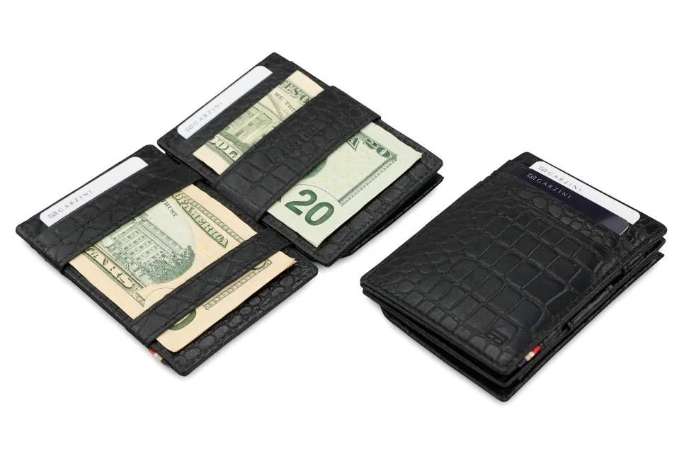 Garzini RFID Leather Magic Coin Wallet Croco