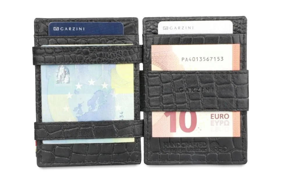 Garzini RFID Leather Magic Coin Wallet Croco