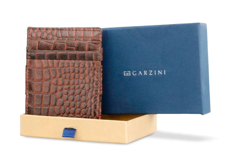 Garzini RFID Leather Magic Coin Wallet Croco