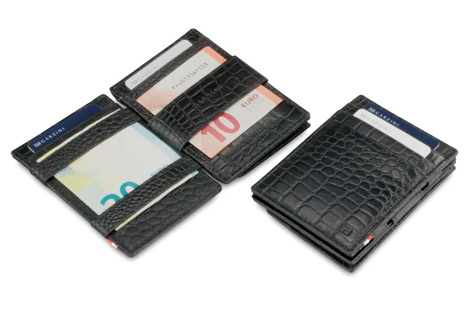 Garzini RFID Leather Magic Coin Wallet Croco