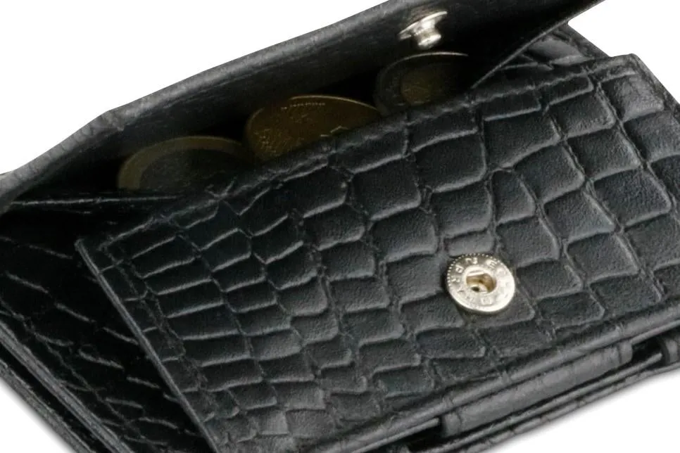 Garzini RFID Leather Magic Coin Wallet Croco
