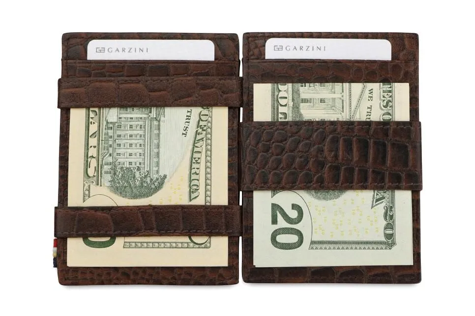 Garzini RFID Leather Magic Coin Wallet Croco