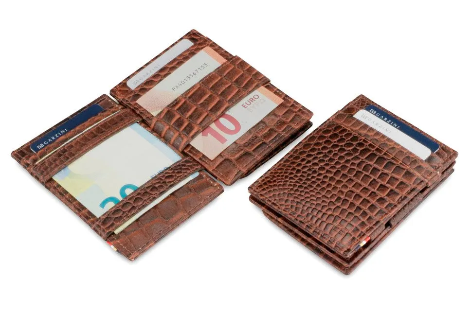 Garzini RFID Leather Magic Coin Wallet Croco