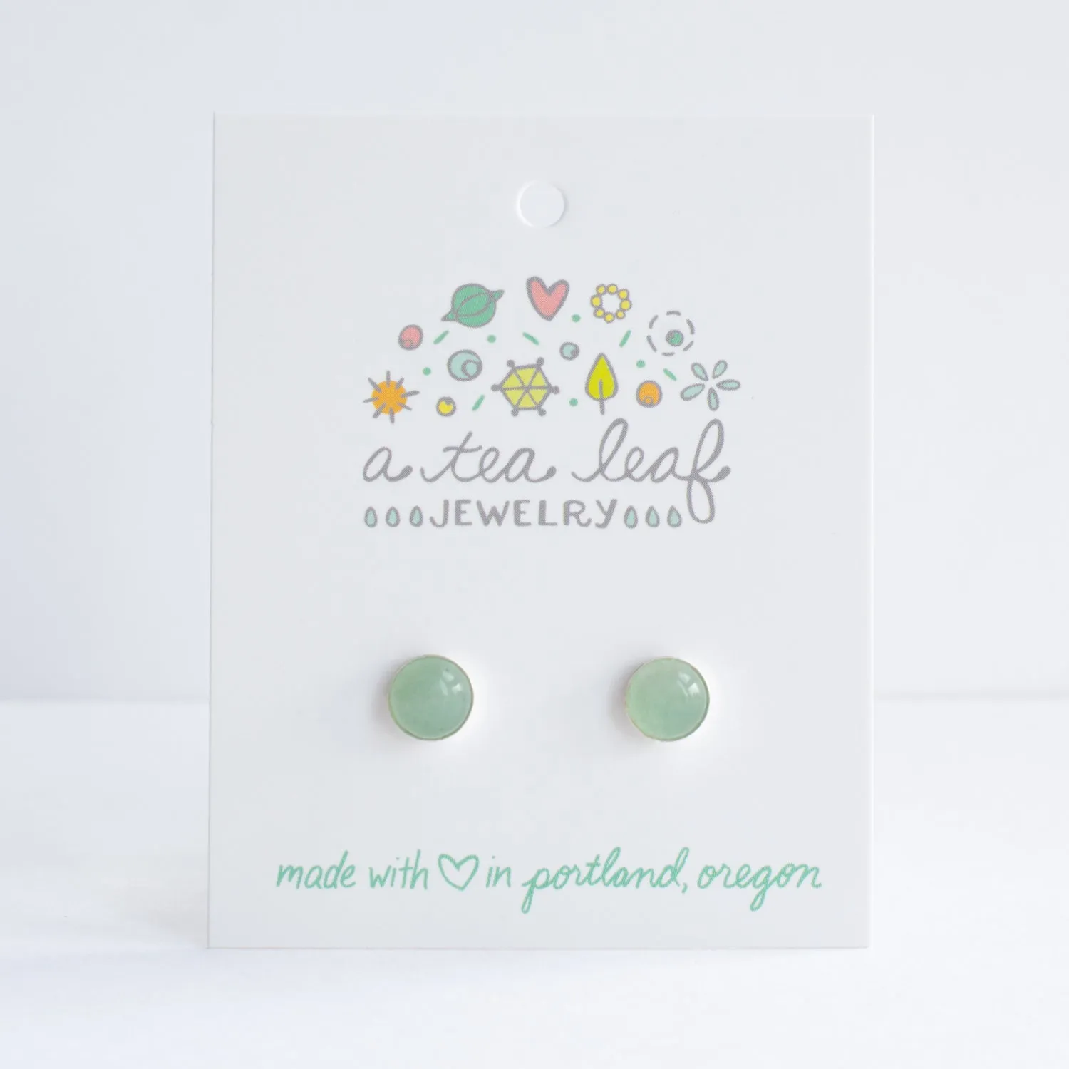 Green Aventurine Stone Earrings | Sterling Silver