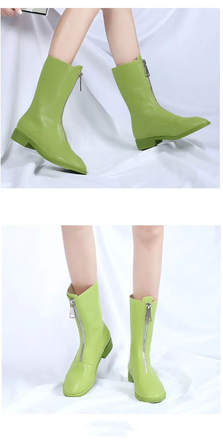 Guidi Boots Retro Martin Boots Female Front Zipper Short Tube Inside High Flat Bottom Round Head Wild Back Boots