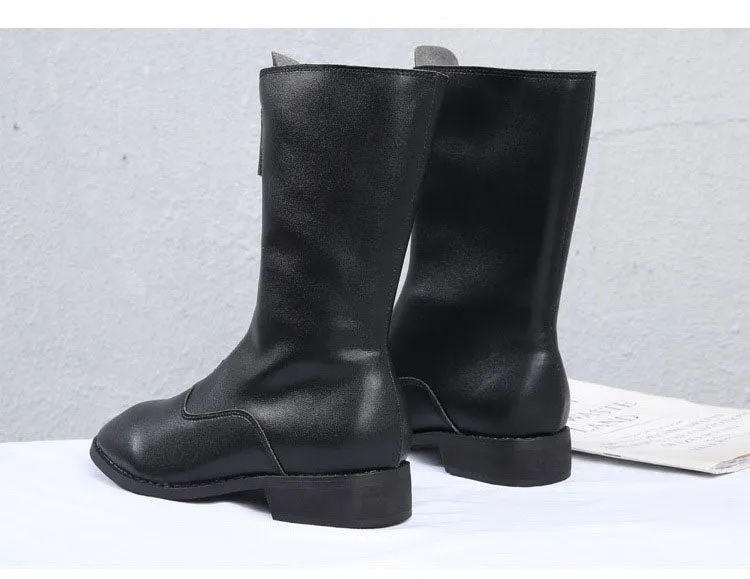 Guidi Boots Retro Martin Boots Female Front Zipper Short Tube Inside High Flat Bottom Round Head Wild Back Boots