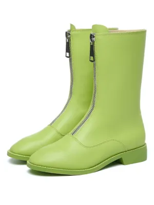 Guidi Boots Retro Martin Boots Female Front Zipper Short Tube Inside High Flat Bottom Round Head Wild Back Boots