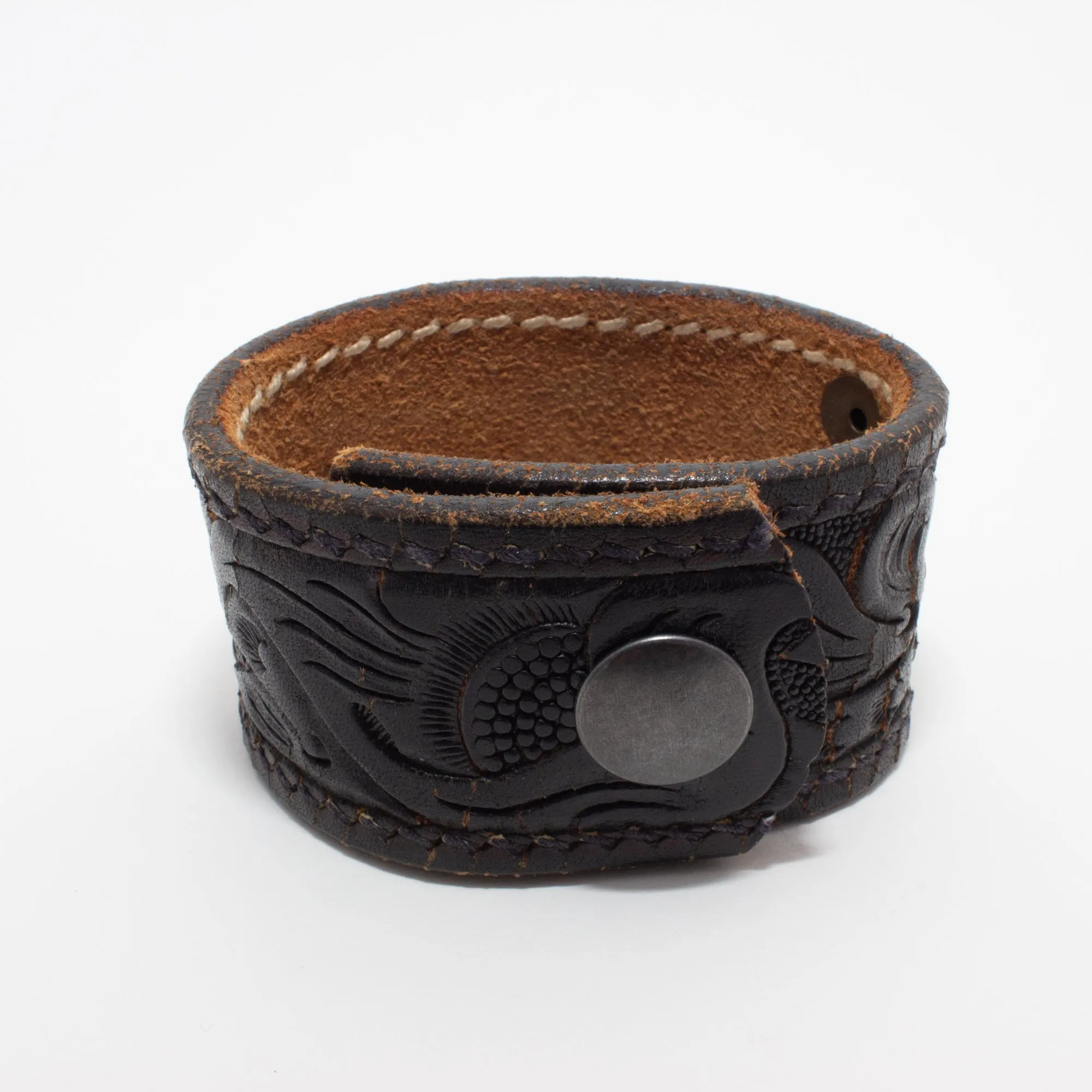 Handcrafted Leather & Metal Hearts Cuff