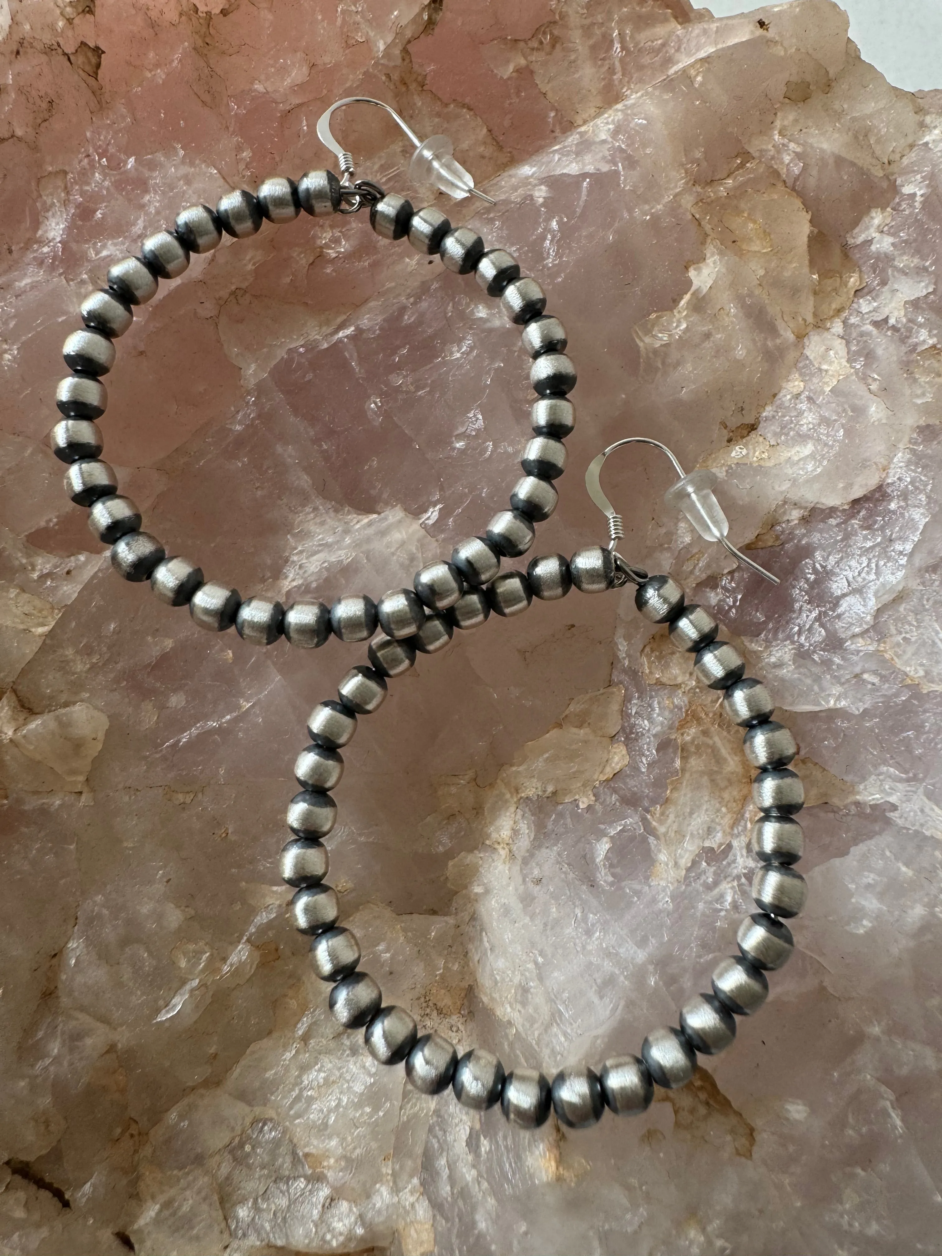 Handcrafted Navajo Pearl Hoop Earrings