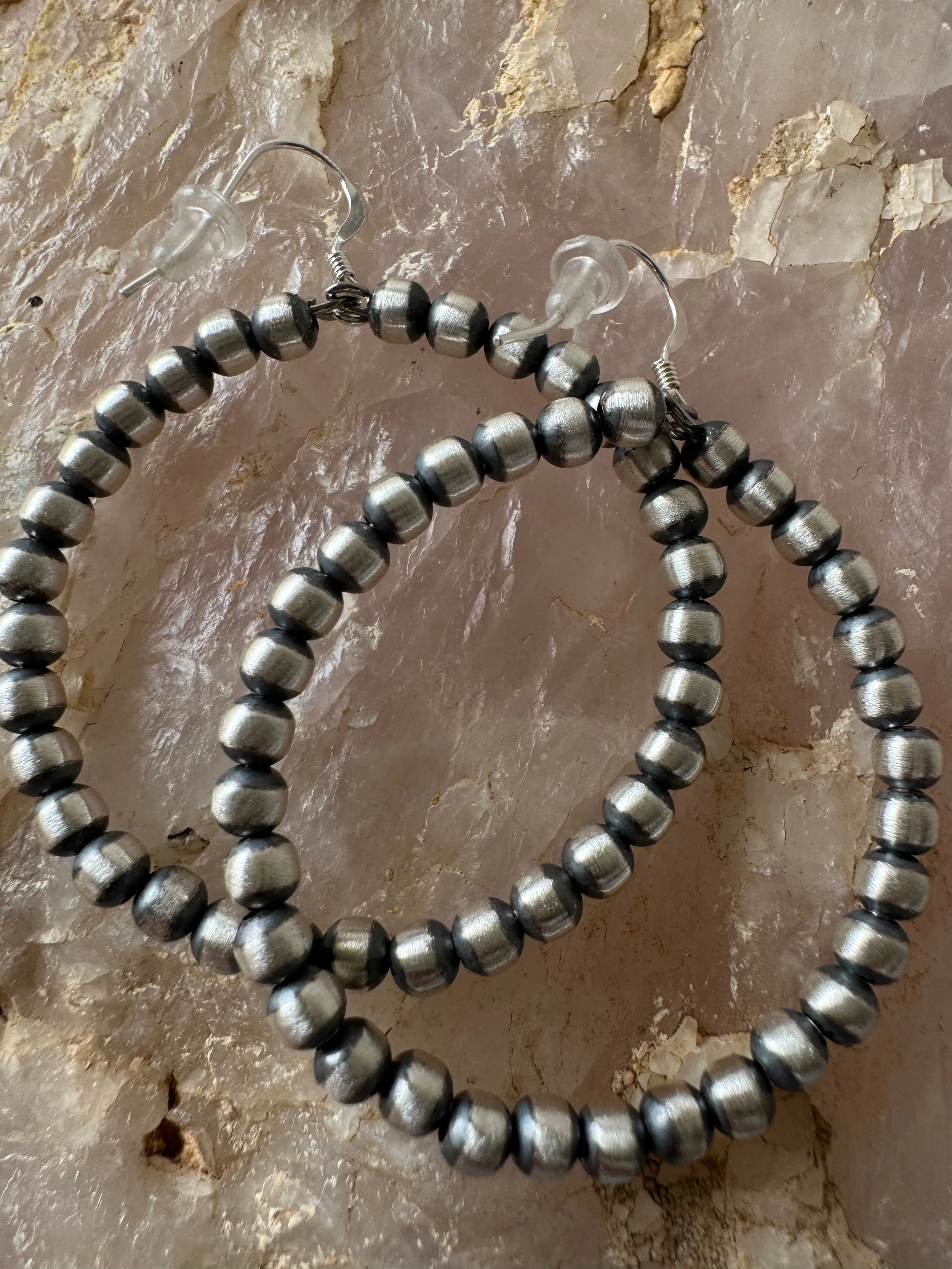 Handcrafted Navajo Pearl Hoop Earrings