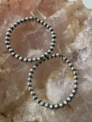 Handcrafted Navajo Pearl Hoop Earrings