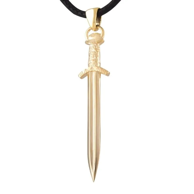 Handcrafted Norse Sword Gold Pendant