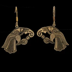 Handcrafted Raven Bronze Earrings