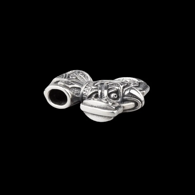 Handcrafted Silver Raven Mjolnir Necklace