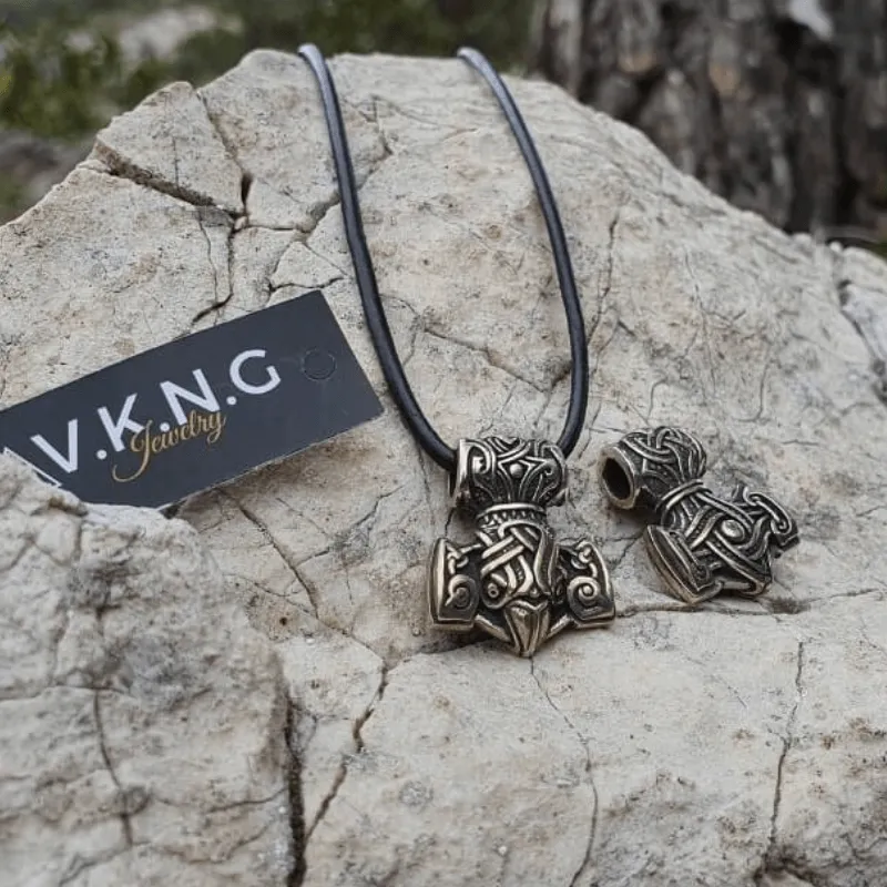 Handcrafted Silver Raven Mjolnir Necklace