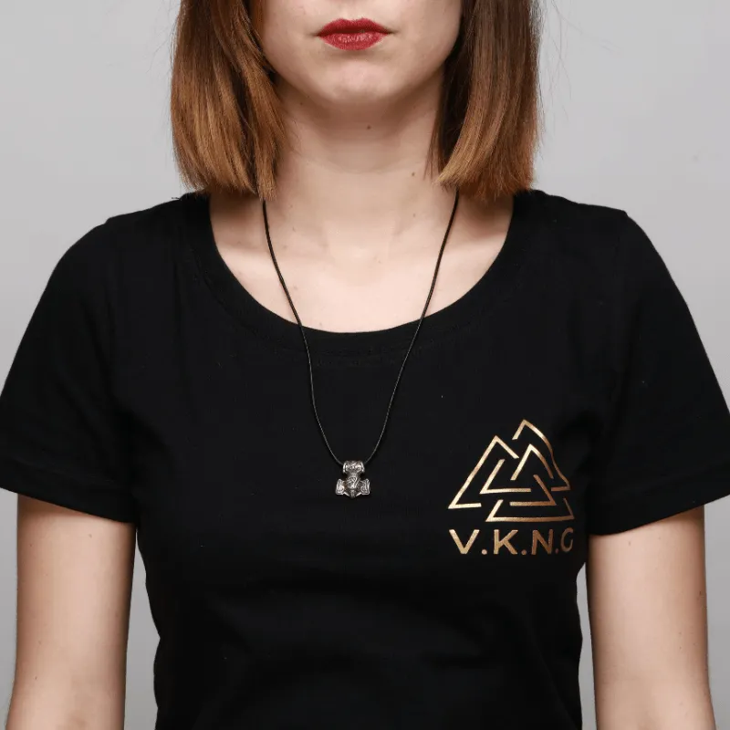 Handcrafted Silver Raven Mjolnir Necklace