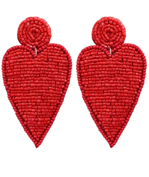 Heart Patch Earrings - Red