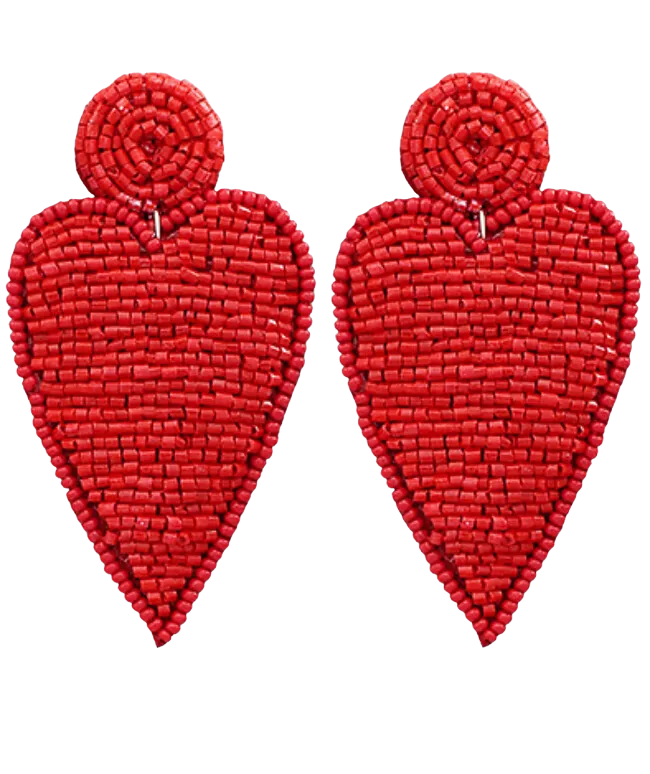 Heart Patch Earrings - Red