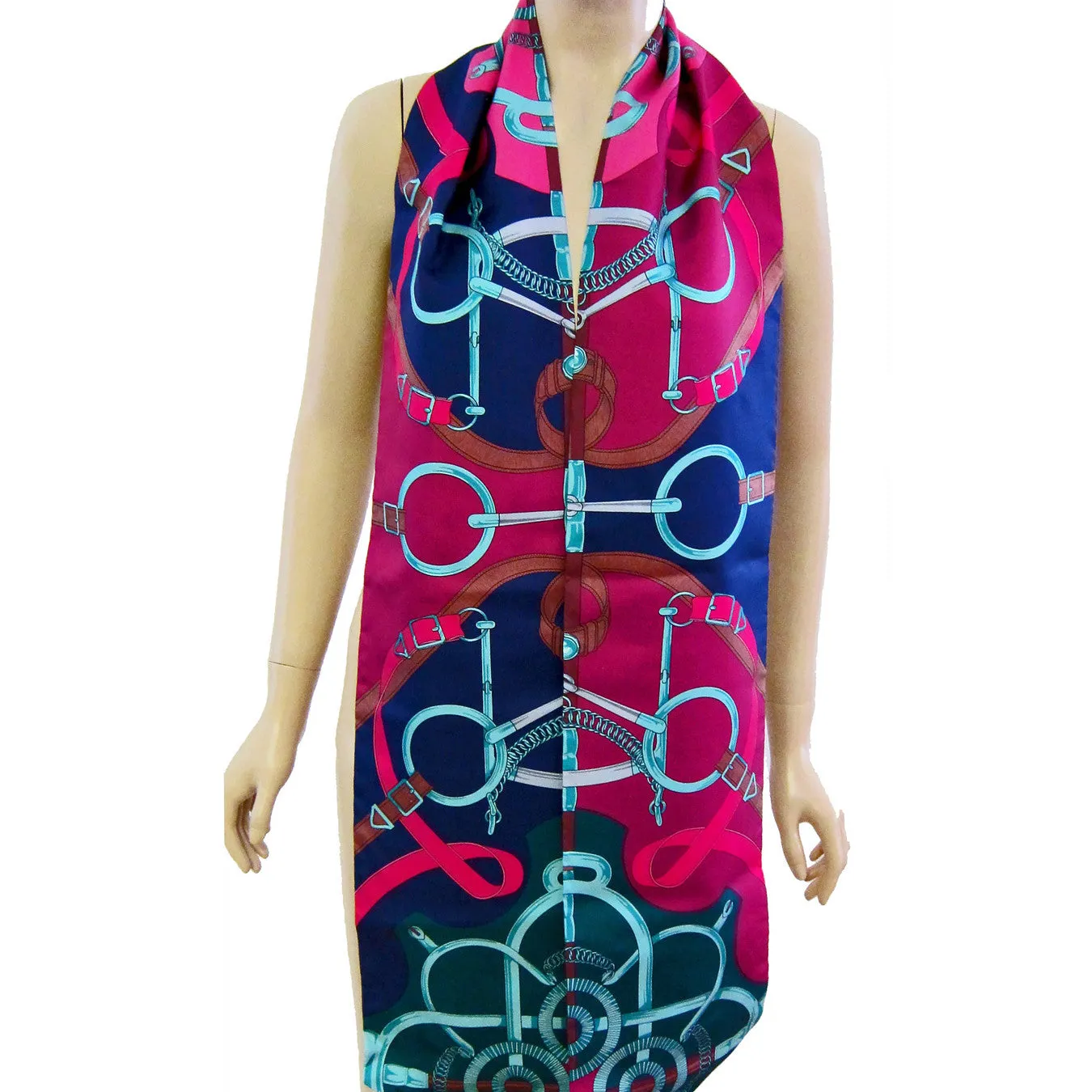Hermes Eperon D'or Maxi Twilly Silk Scarf Carre Rose Pink Below Retail