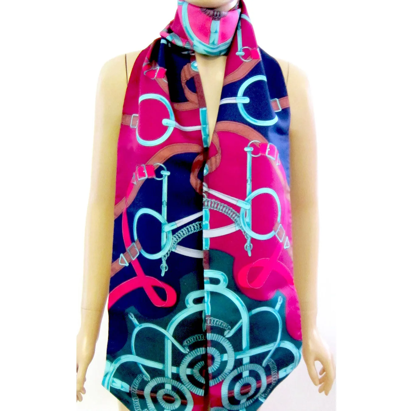 Hermes Eperon D'or Maxi Twilly Silk Scarf Carre Rose Pink Below Retail