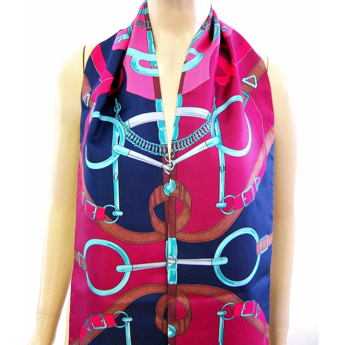 Hermes Eperon D'or Maxi Twilly Silk Scarf Carre Rose Pink Below Retail