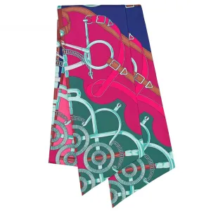Hermes Eperon D'or Maxi Twilly Silk Scarf Carre Rose Pink Below Retail