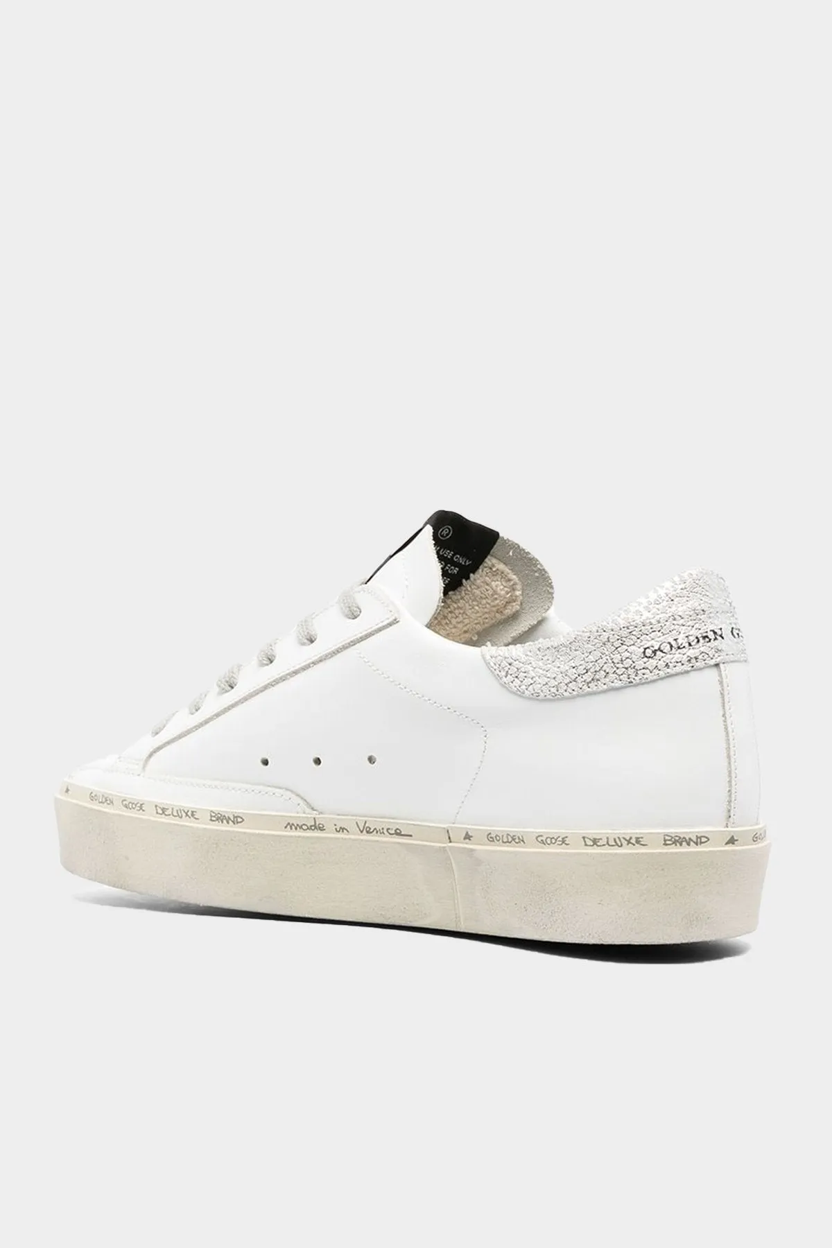 Hi-Star Laminated Star Leather Sneaker in White Silver