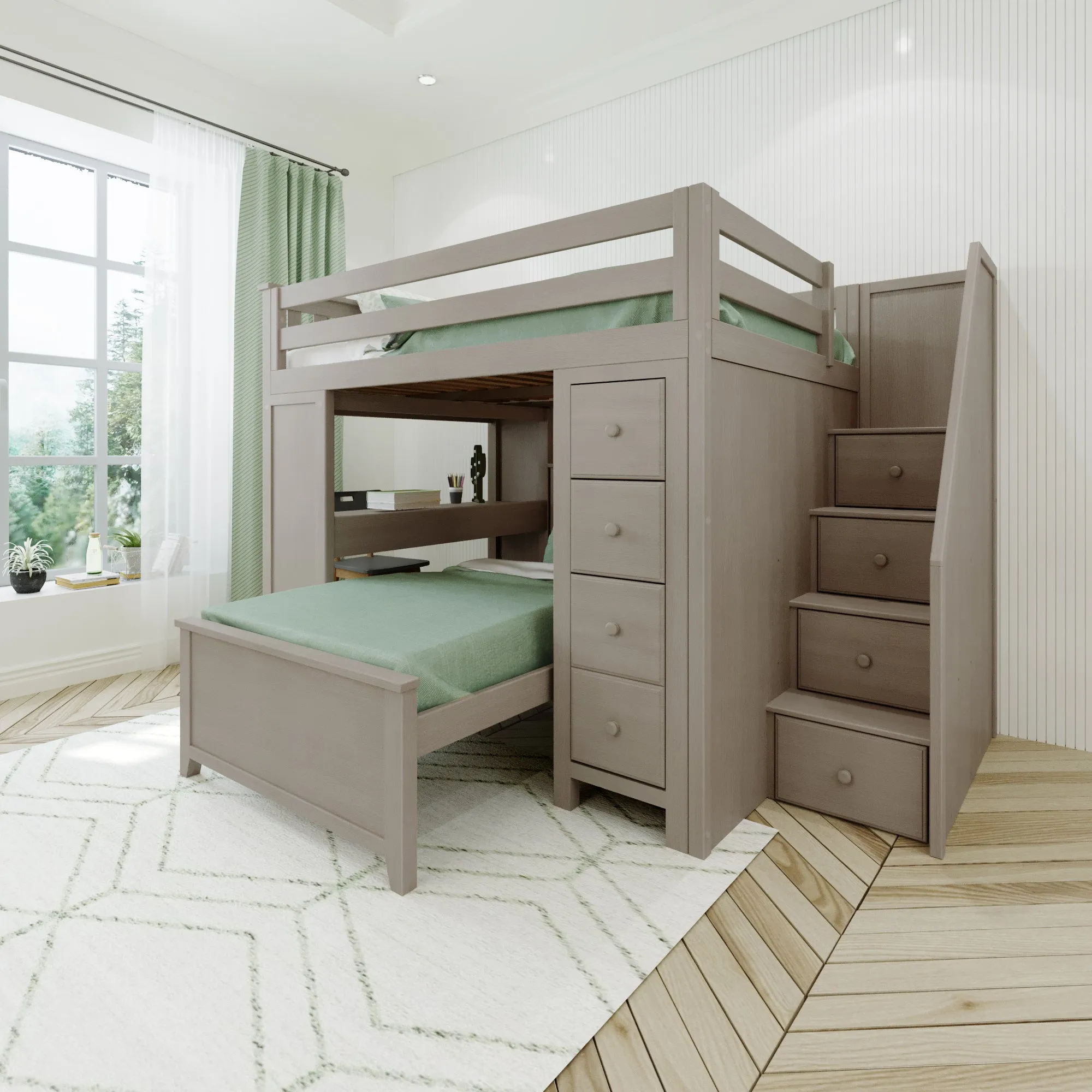 Jackpot Deluxe Buxton Full Size Loft with Staircase   Desk   Storage
