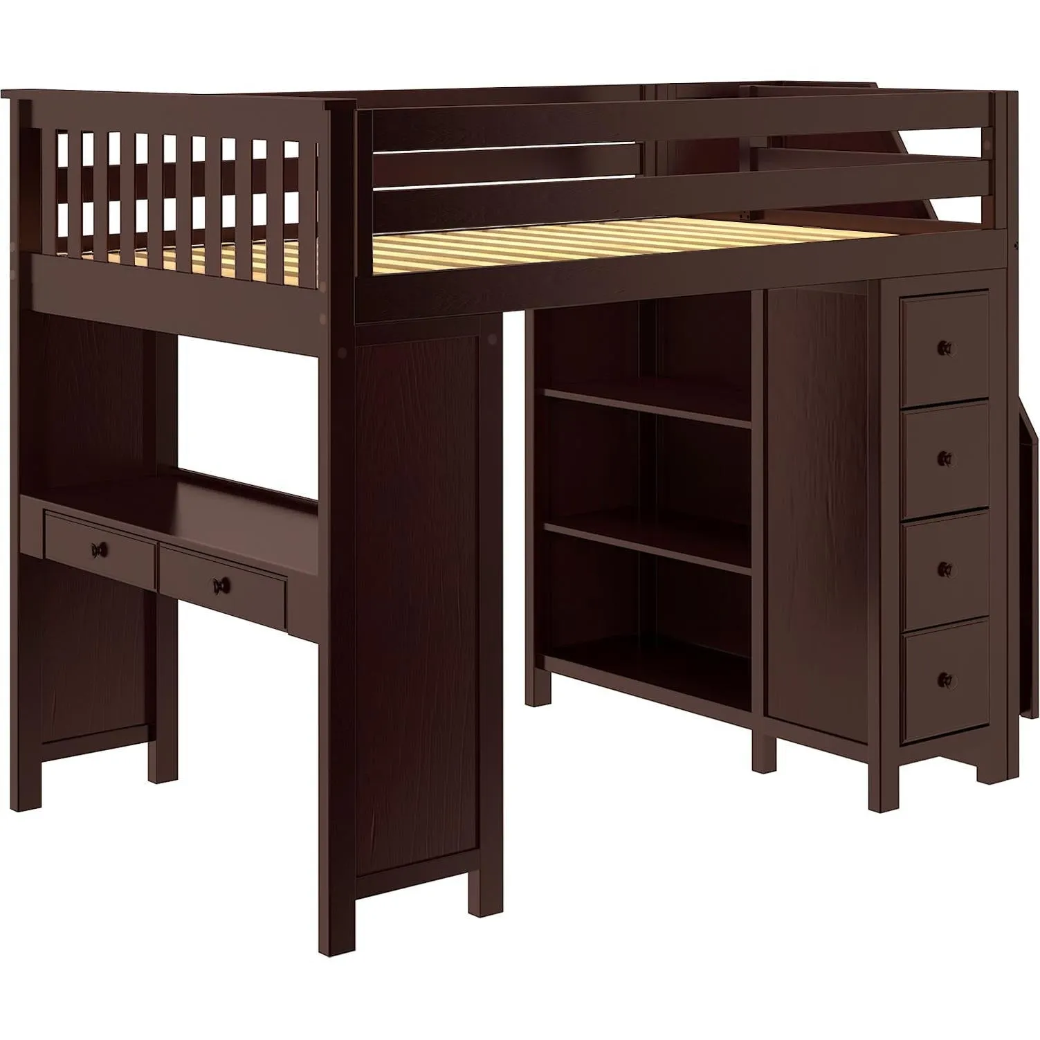 Jackpot Deluxe Buxton Full Size Loft with Staircase   Desk   Storage