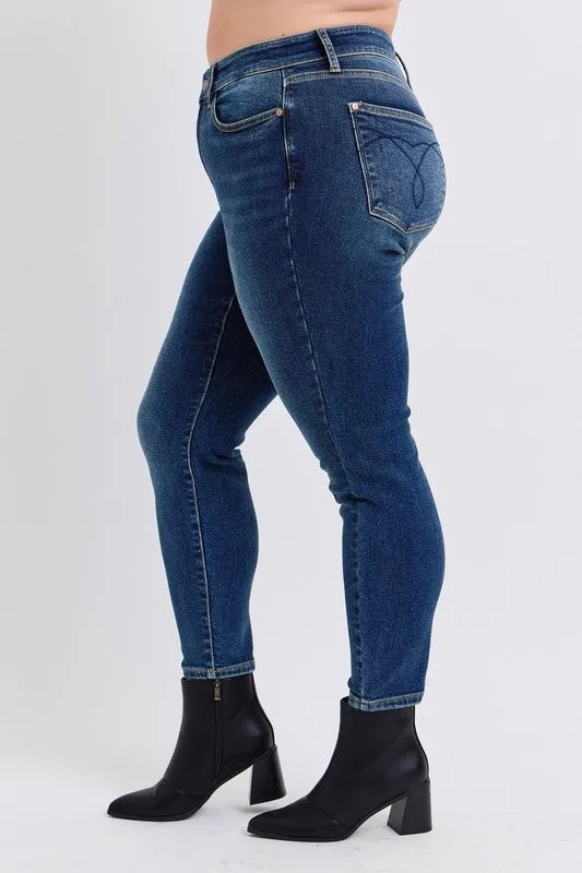 Judy Blue Full Size Run Mid-Rise Waist Skinny Jeans with Thermal Lining