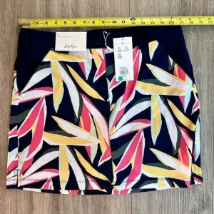 Lady Hagan Women's Dark Navy Retro Leaf Desert Gateway 17&quot; Skort Size 10 NWT