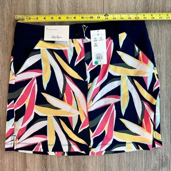 Lady Hagan Women's Dark Navy Retro Leaf Desert Gateway 17&quot; Skort Size 10 NWT