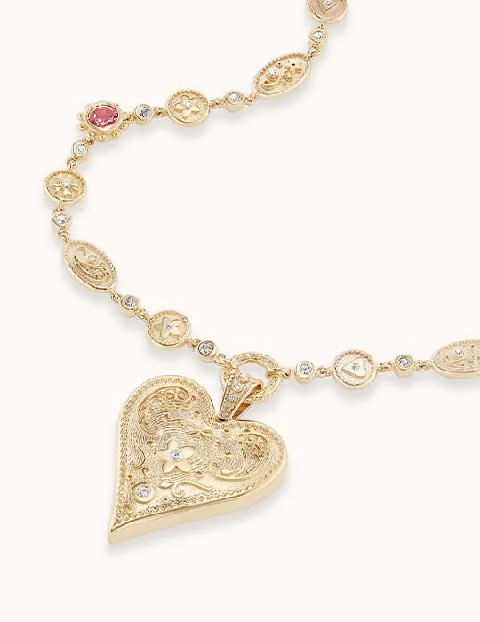 Large Southwestern Heart Necklace Tourmaline