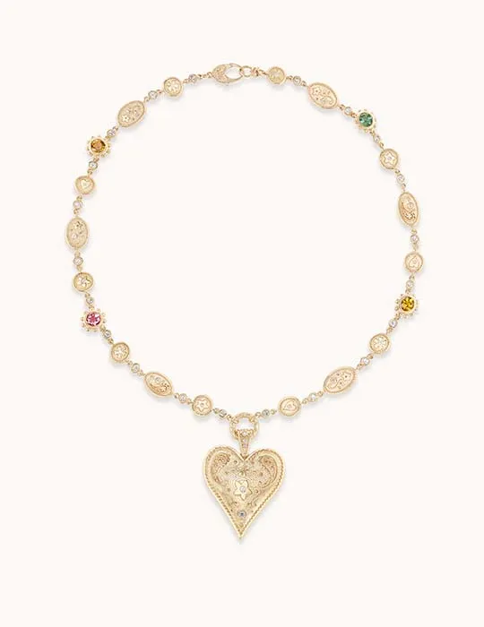 Large Southwestern Heart Necklace Tourmaline