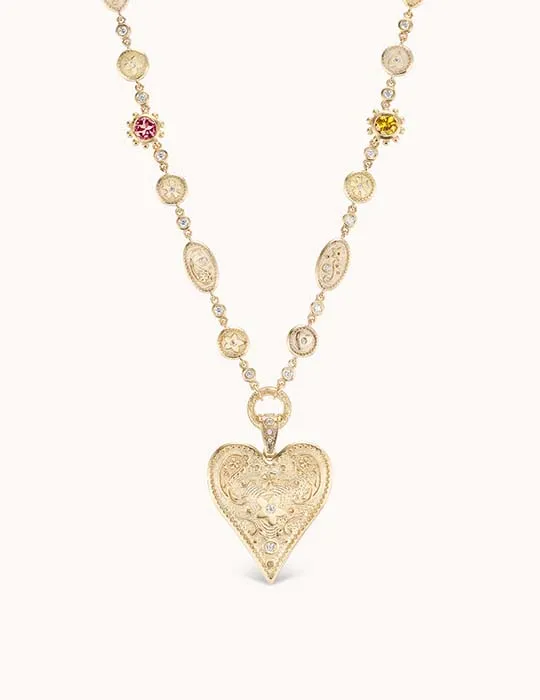 Large Southwestern Heart Necklace Tourmaline