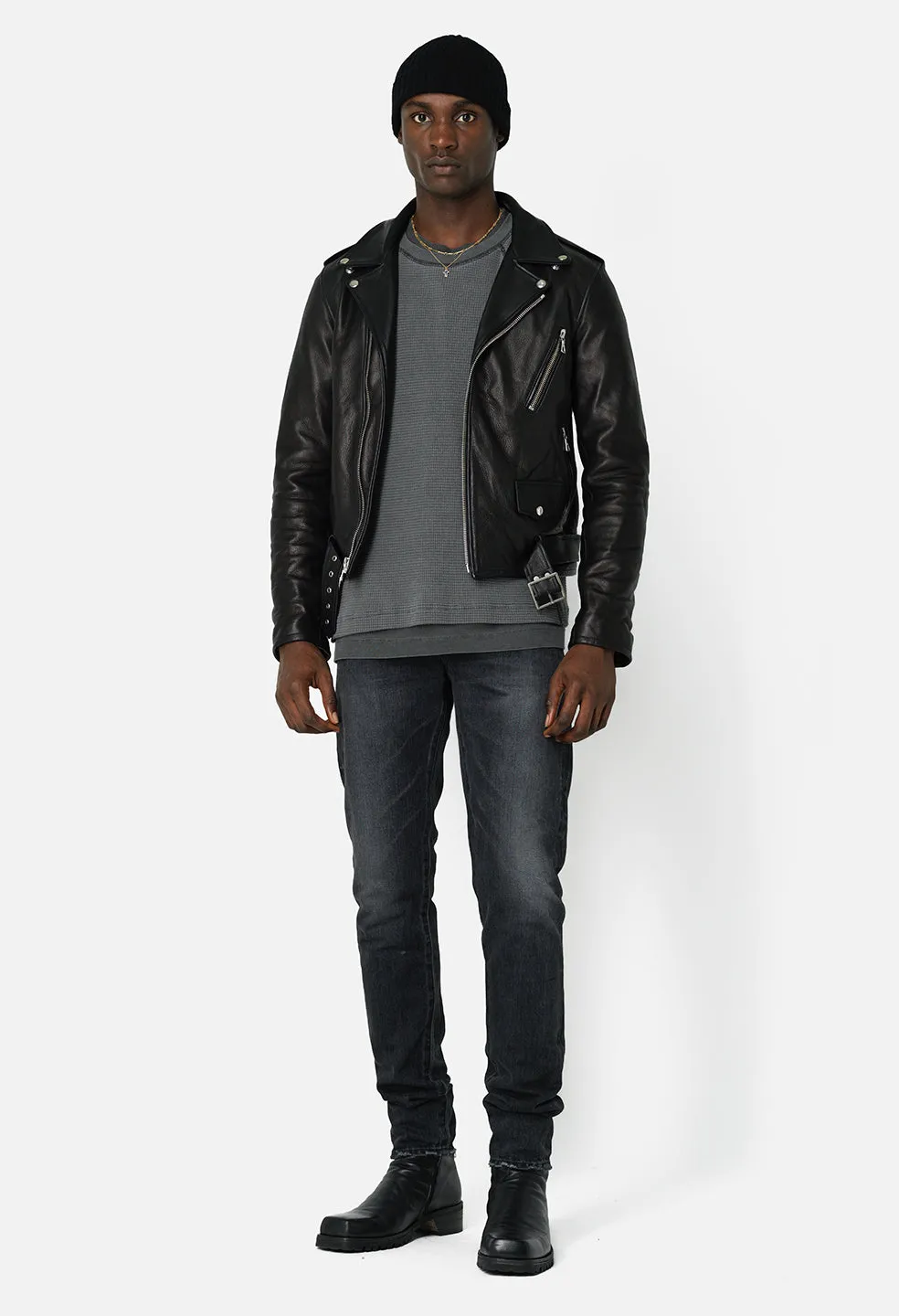 Leather Moto Jacket / Black