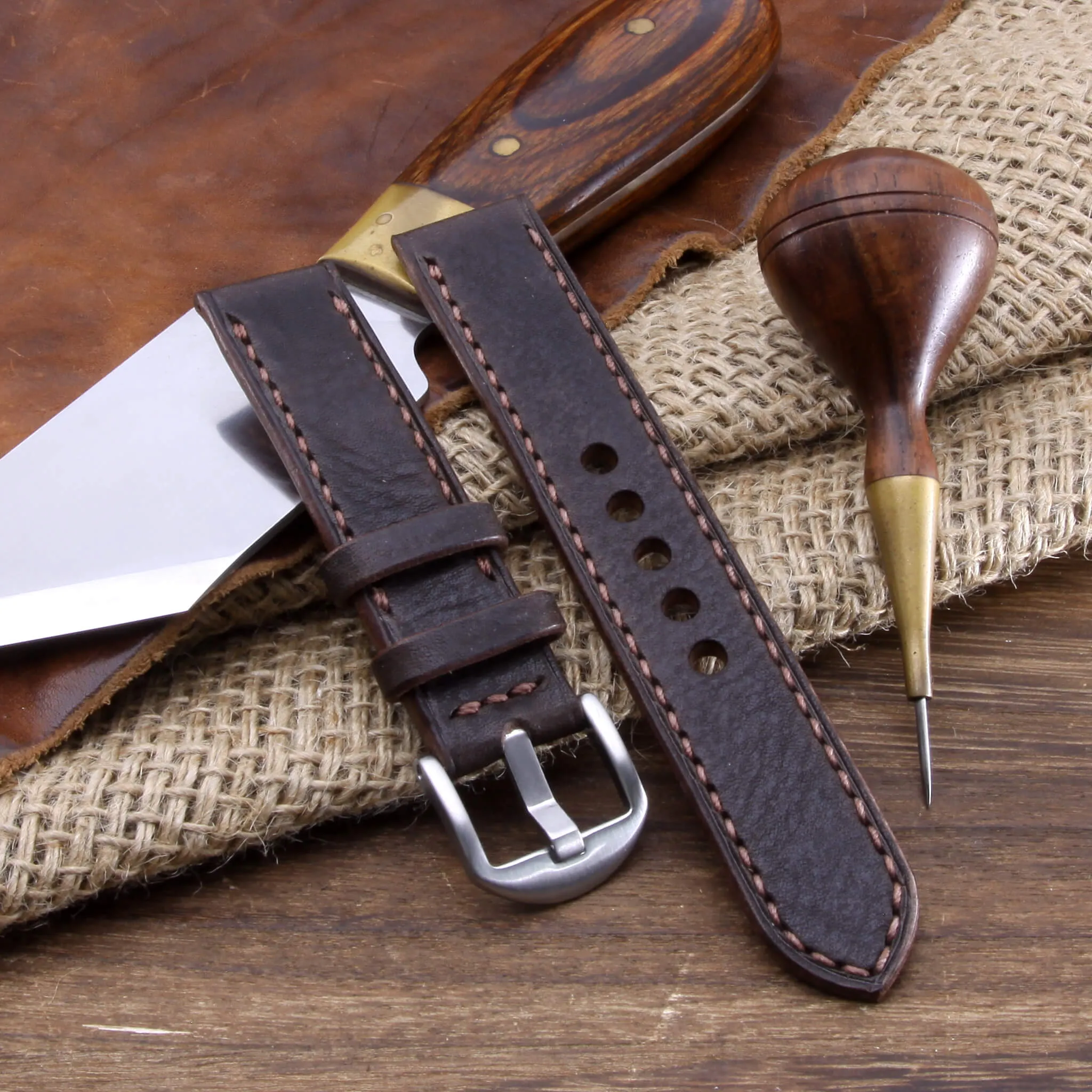 Leather Watch Strap, Vintage 406  | Full Stitch