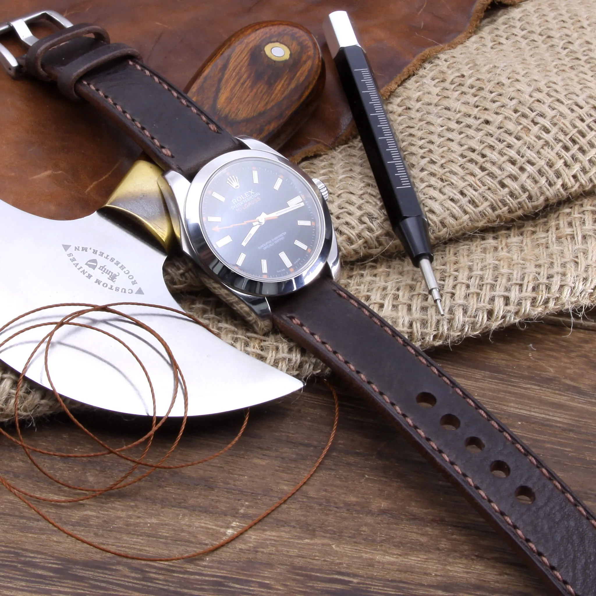 Leather Watch Strap, Vintage 406  | Full Stitch