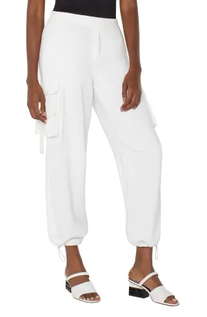 Liverpool White Pull On Cinch Cargo Pants