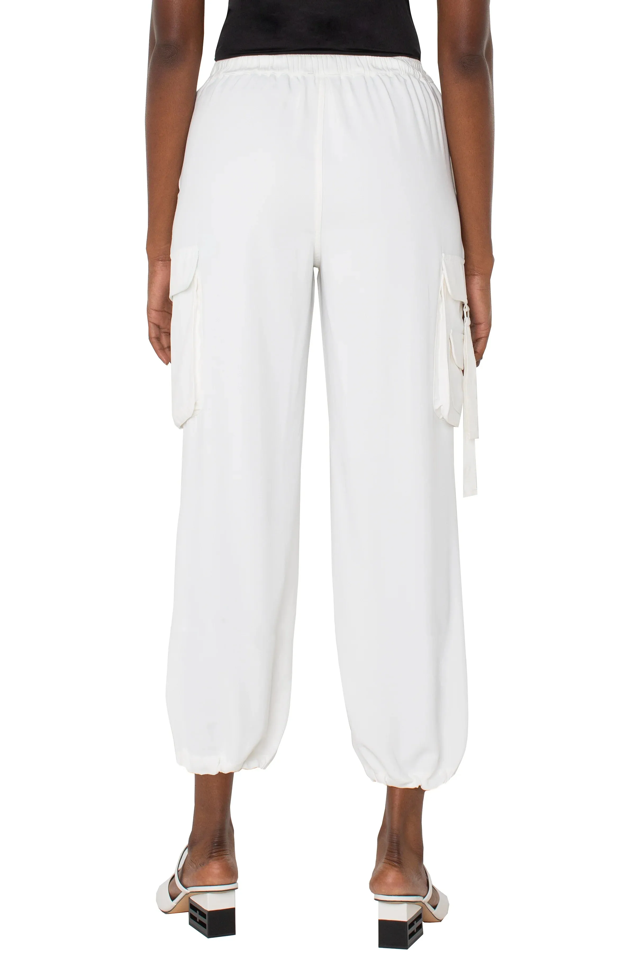 Liverpool White Pull On Cinch Cargo Pants