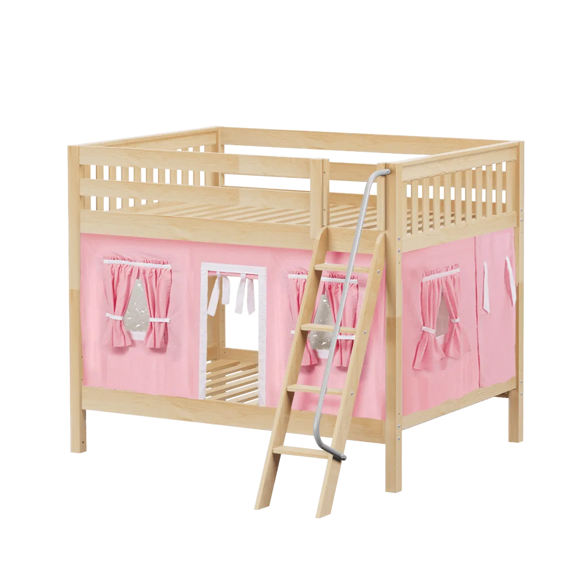 Maxtrix Full Medium Bunk Bed with Angled Ladder   Curtain
