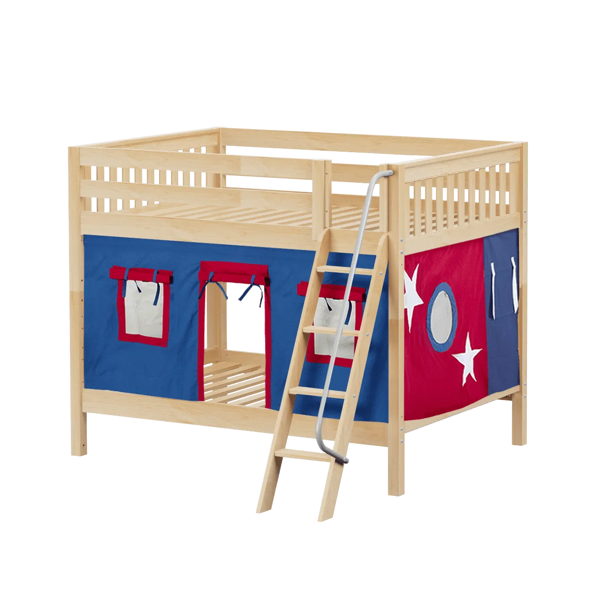 Maxtrix Full Medium Bunk Bed with Angled Ladder   Curtain