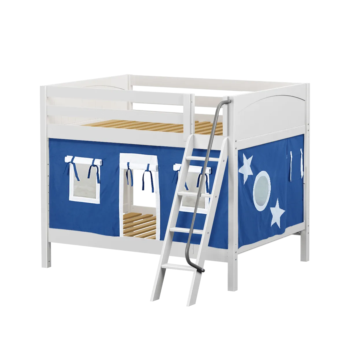 Maxtrix Full Medium Bunk Bed with Angled Ladder   Curtain