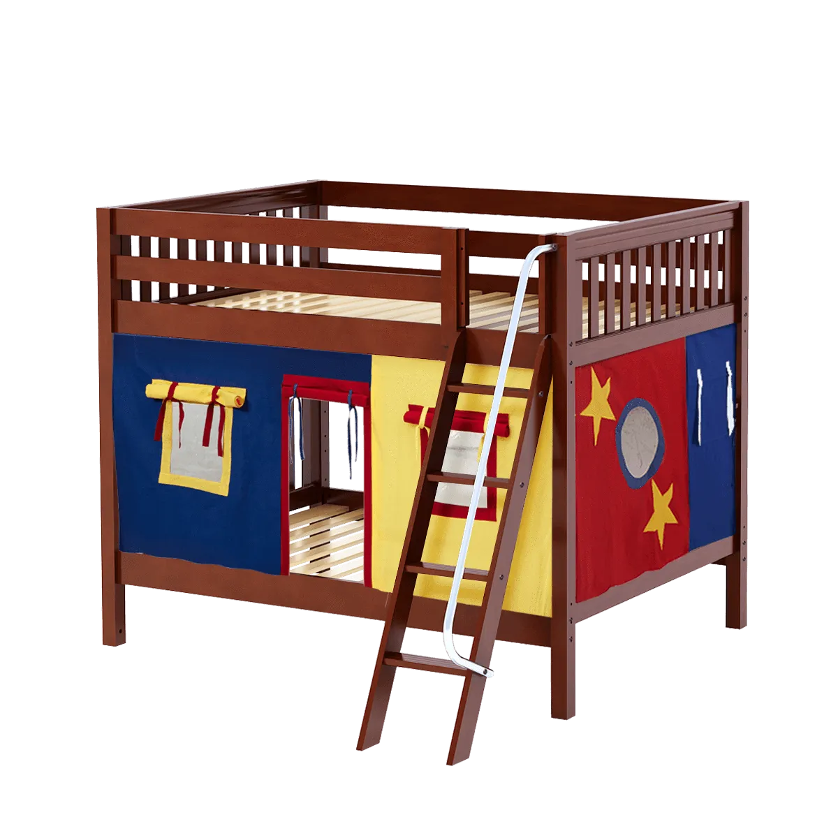 Maxtrix Full Medium Bunk Bed with Angled Ladder   Curtain